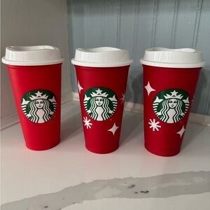 Starbucks reusable red holiday cups
